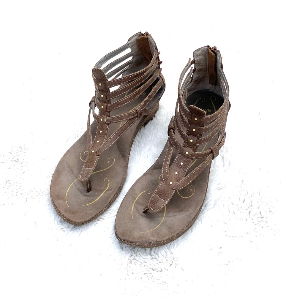 Ahnu Brown Leather Gladiator Sandals Sz 10 - Picture 2 of 8